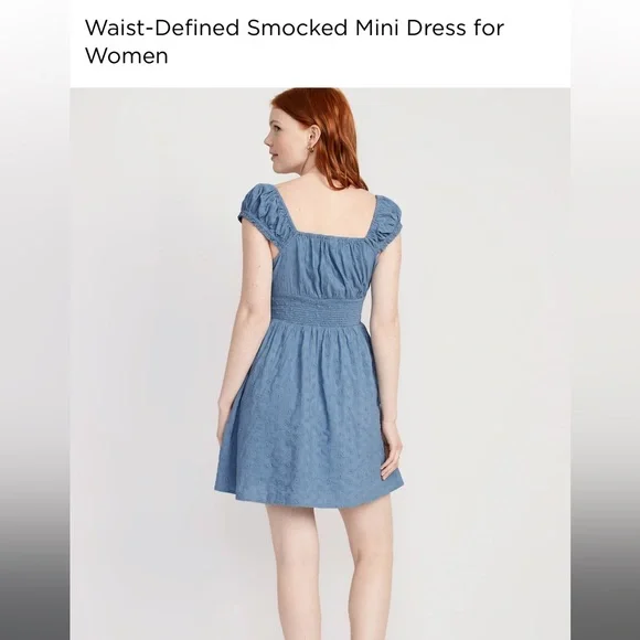 Old Navy Waist-Defined Smocked Mini Dress - Picture 2 of 3